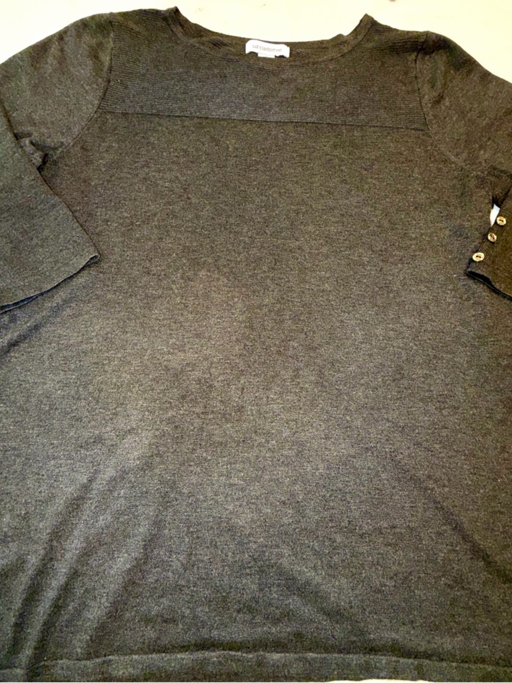 Liz Claiborne Warm Charcoal Knit Top Large